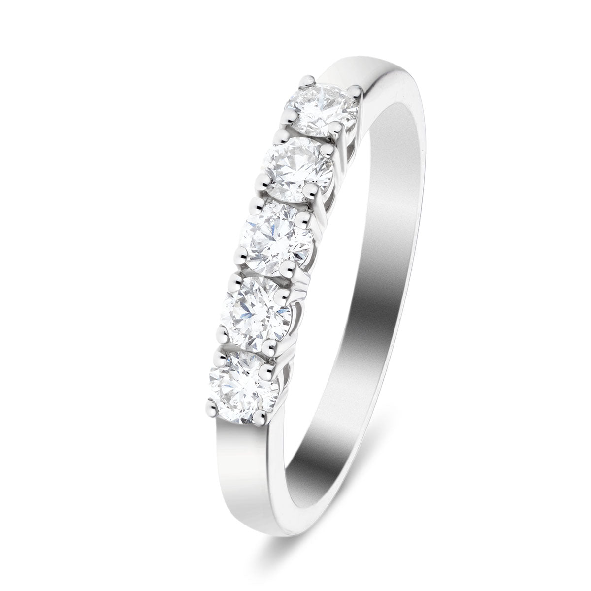 18k White Gold 5 Stone Diamond Eternity Ring 0.50ct in G/SI Quality - All Diamond
