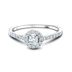 18k White Gold Halo Engagement Ring Side Stones 0.75ct G/SI Quality - All Diamond