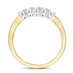 18k Yellow Gold 5 Stone Diamond Eternity Ring 0.50ct in G/SI Quality - All Diamond