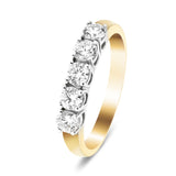 18k Yellow Gold 5 Stone Diamond Eternity Ring 0.80ct in G/SI Quality - All Diamond