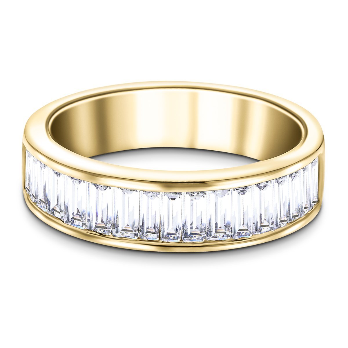 19 Baguette Diamonds Half Eternity Ring 1.00ct 18k Yellow Gold 5.0mm - All Diamond