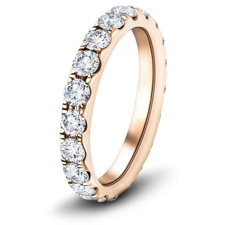 Anillo de eternidad completa con 20 piedras y diamantes G/SI de 2,00 quilates en oro rosado de 18 k