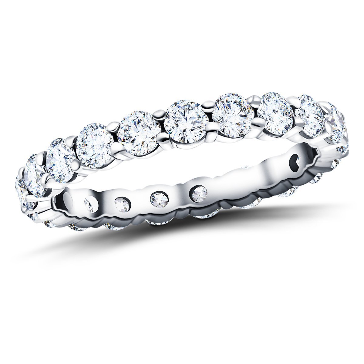 21 Stone Full Eternity Ring 2.00ct G/SI Diamonds in 18k White Gold - All Diamond