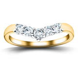 5 Stone Diamond Wishbone Ring 0.45ct G/SI Diamonds In 18k Yellow Gold - All Diamond