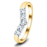 5 Stone Diamond Wishbone Ring 0.45ct G/SI Diamonds In 18k Yellow Gold - All Diamond