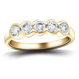 5 Stone Semi Bezel Set Diamond Ring 0.75ct G/SI in 18k Yellow Gold - All Diamond