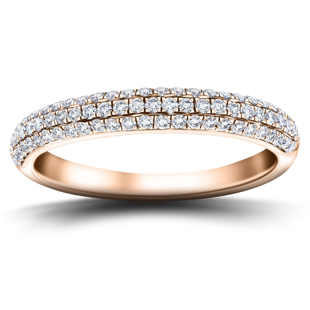 61 Stone Pave Diamond Half Eternity Ring 0.55ct G/SI 18k Rose Gold - All Diamond