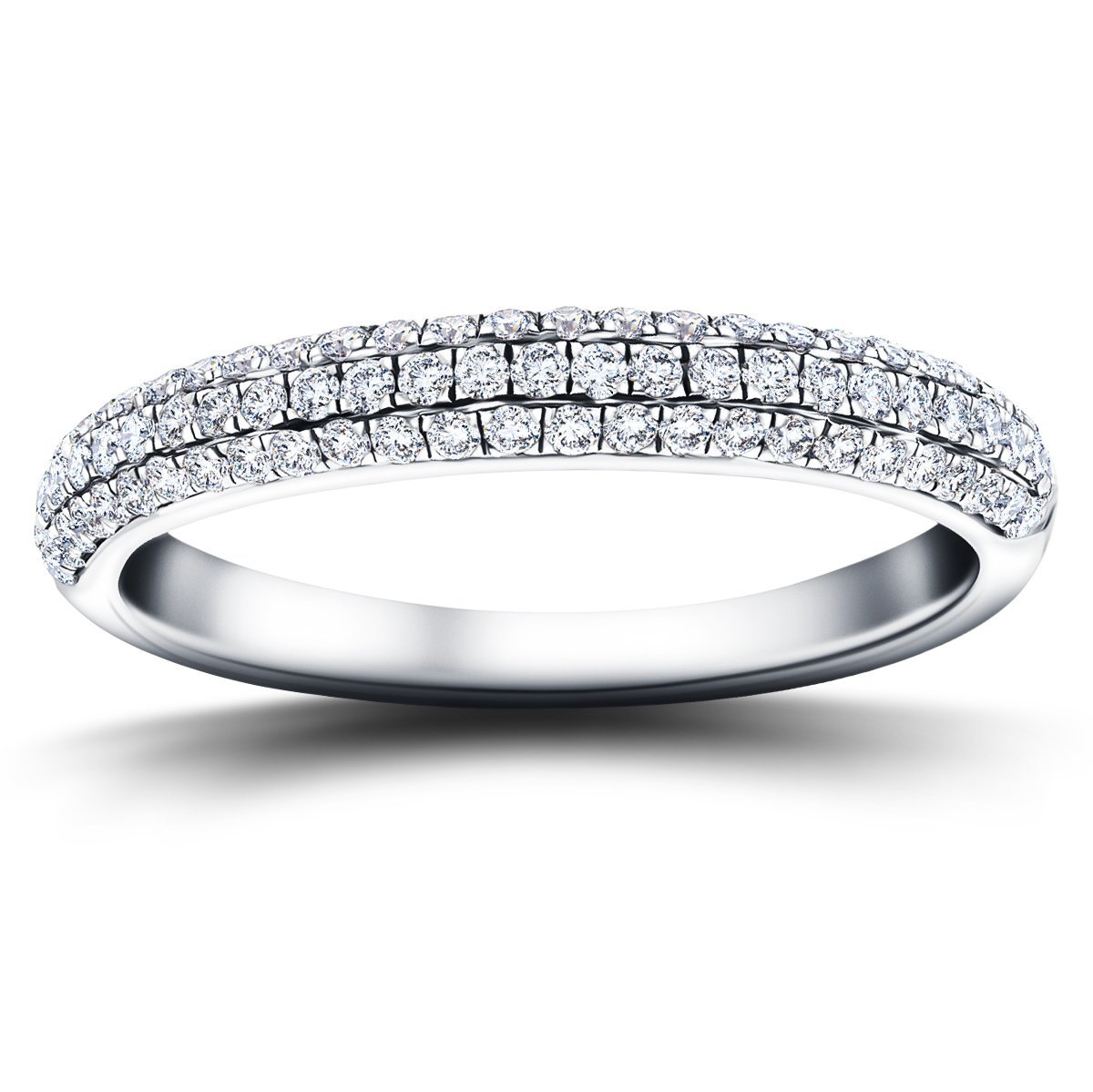 61 Stone Pave Diamond Half Eternity Ring 0.55ct G/SI 18k White Gold - All Diamond