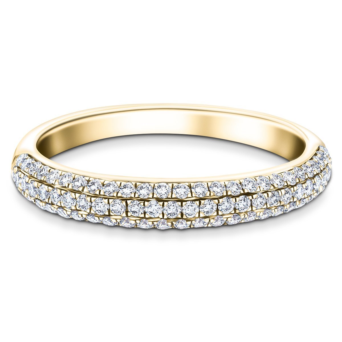 61 Stone Pave Diamond Half Eternity Ring 0.55ct G/SI 18k Yellow Gold - All Diamond