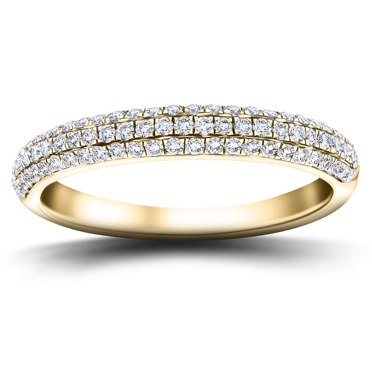 61 Stone Pave Diamond Half Eternity Ring 0.55ct G/SI 18k Yellow Gold - All Diamond