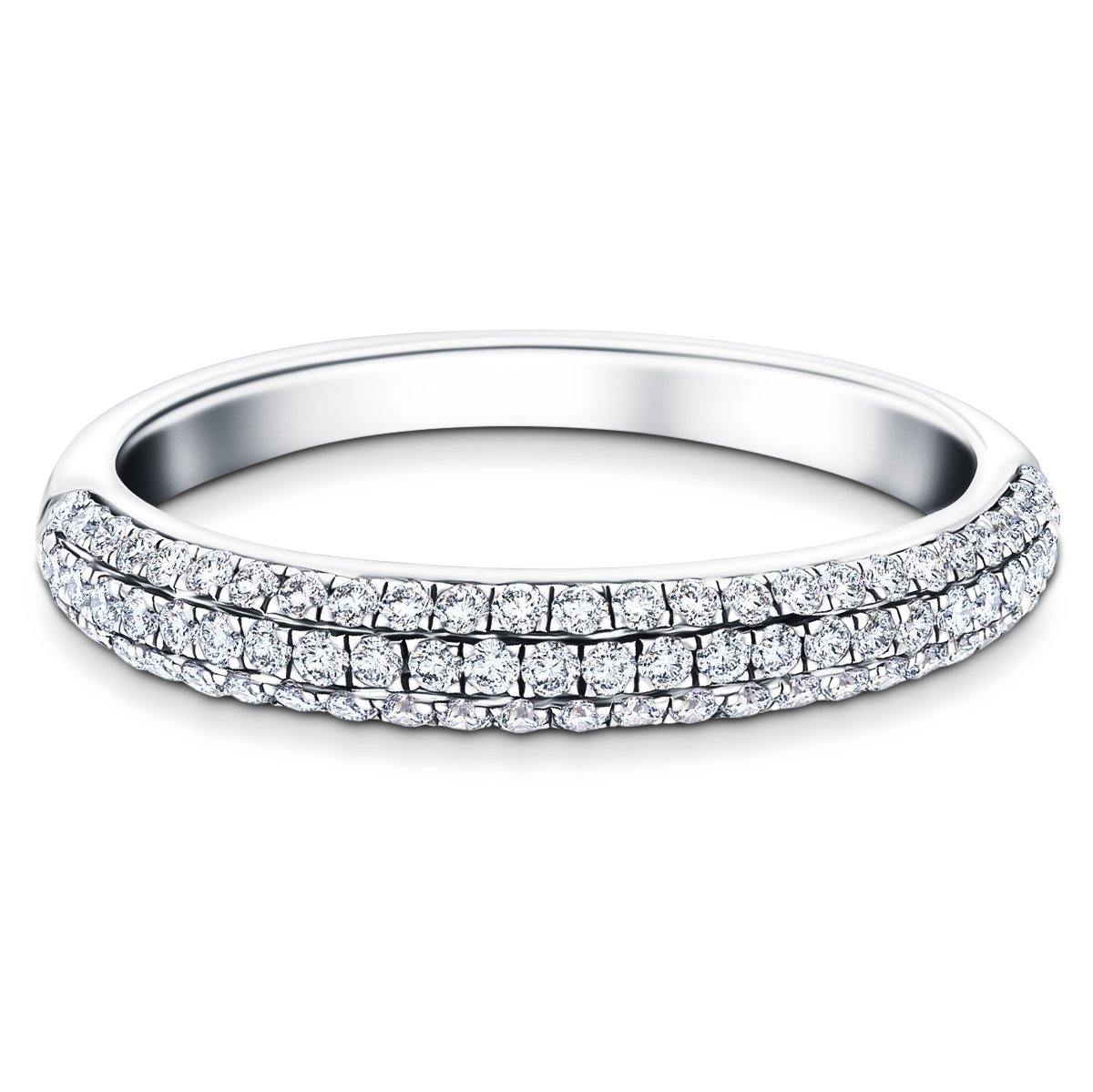 61 Stone Pave Diamond Half Eternity Ring 0.55ct G/SI Platinum - All Diamond