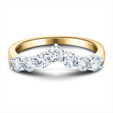 7 Stone Diamond Wishbone Ring 1.00ct G/SI Diamonds in 18k Yellow Gold - All Diamond