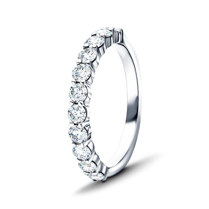 Anillo de media eternidad con 7 piedras, diamantes G/SI de 1,55 quilates en oro blanco de 18 k, 3,8 mm