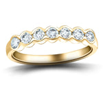 7 Stone Semi Bezel Set Diamond Ring 0.75ct G/SI in 18k Yellow Gold - All Diamond