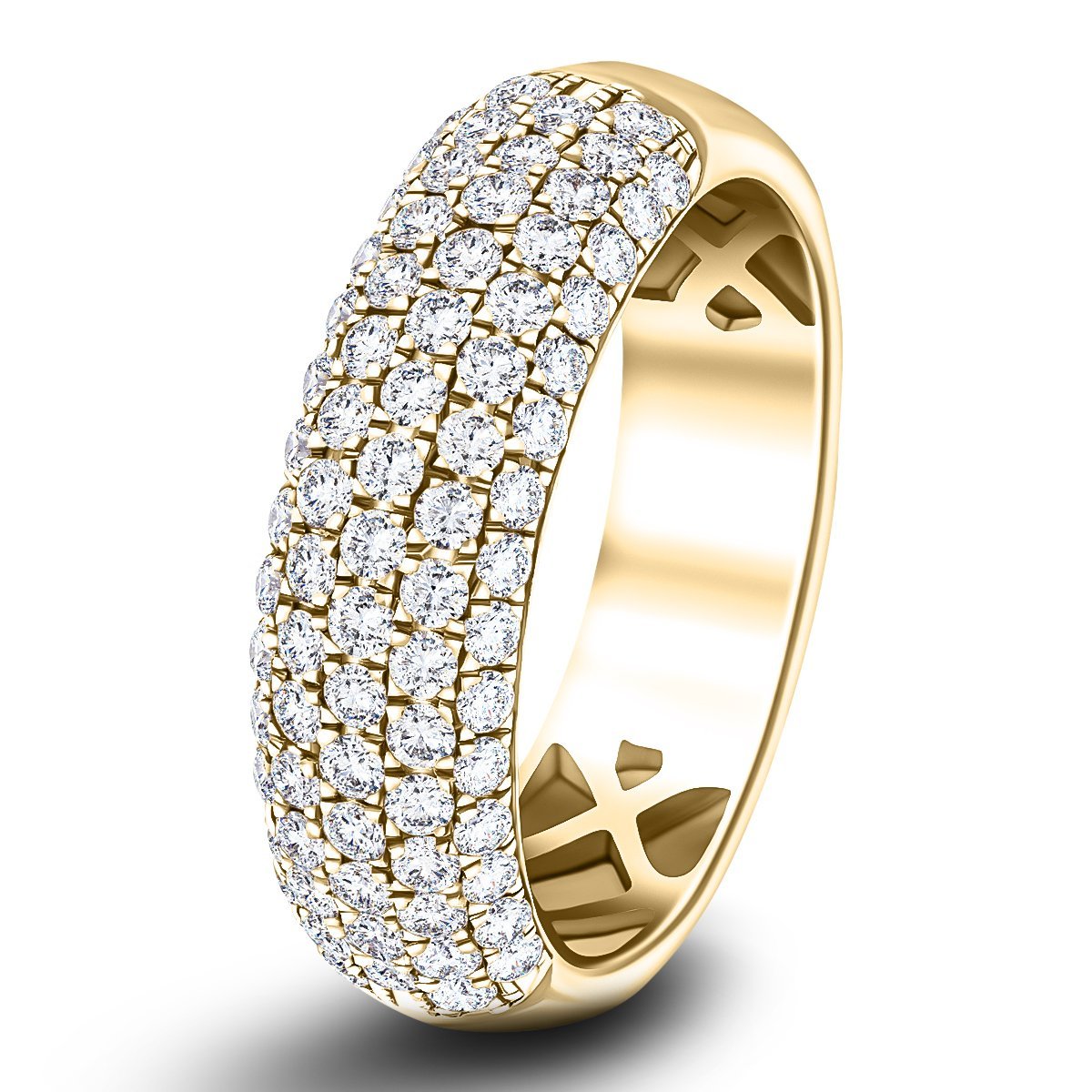 77 Stone Pave Diamond Half Eternity Ring 1.00ct G/SI 18k Yellow Gold - All Diamond