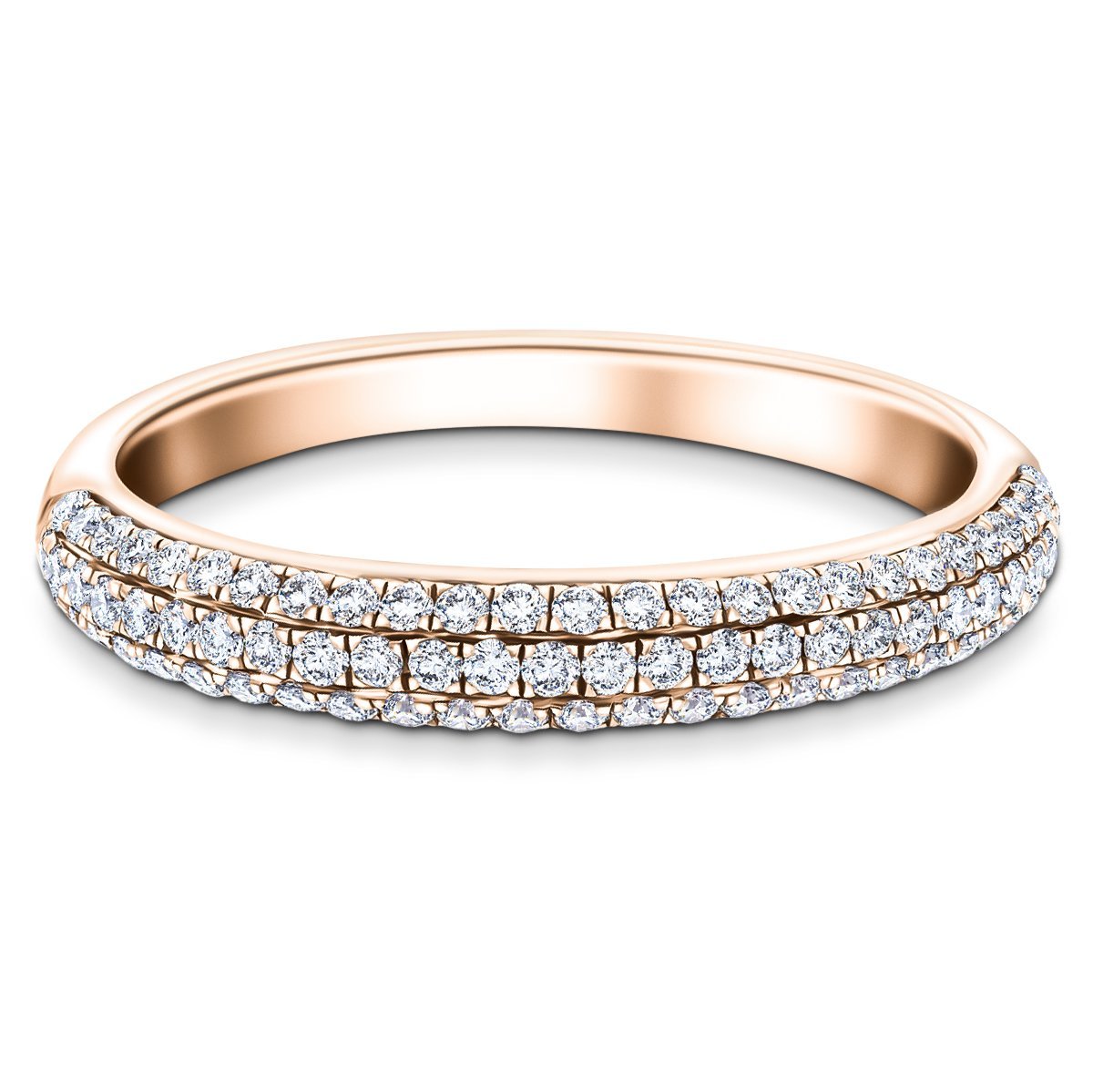 79 Stone Pave Diamond Half Eternity Ring 0.40ct G/SI 18k Rose Gold - All Diamond