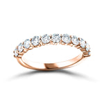 9 Stone Half Eternity Ring 1.00ct G/SI Diamonds in 18k Rose Gold 3.0mm - All Diamond