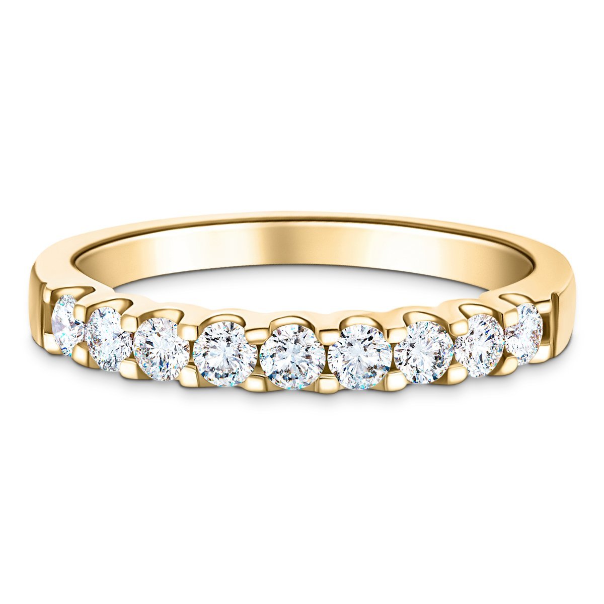 9 Stone Half Eternity Ring 1.00ct G/SI Diamonds in 18k Yellow Gold 3.5mm - All Diamond