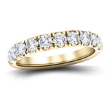 9 Stone Half Eternity Ring 1.35ct G/SI Diamonds in 18k Yellow Gold - All Diamond