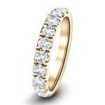 9 Stone Half Eternity Ring 1.35ct G/SI Diamonds in 18k Yellow Gold - All Diamond