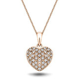 9K Rose Gold 0.20ct Diamond Heart Pendant - All Diamond