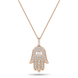 Collar con colgante de Hamsa 'Evil Eye' de oro rosa de 18 quilates y diamantes de 0,60 ct