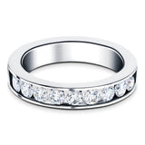 Anillo de media eternidad con montura de canal de 0,80 ct G/SI en oro blanco de 18 k de 4,0 mm