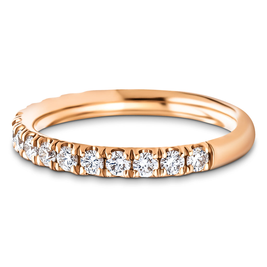 Anillo de media eternidad con 17 piedras y diamantes G/SI de 0,65 quilates en oro rosado de 18 k