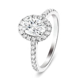 Certified Diamond Halo Oval Engagement Ring 0.60ct G/SI Platinum