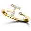 Anillo con Diamante Inicial 'T' 0.10ct Calidad Premium en Oro Amarillo 18k