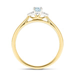 Aquamarine 0.25ct Diamond 0.03ct Cluster Ring 9k Yellow Gold - All Diamond