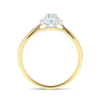 Aquamarine 0.25ct Diamond 0.05ct Three Stone Ring 9k Yellow Gold - All Diamond