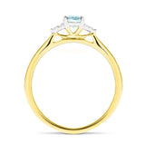Aquamarine 0.50ct Diamond 0.04ct Cluster Ring 9k Yellow Gold - All Diamond