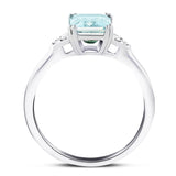 Aquamarine 1.37ct and Diamond 0.08ct Ring in Platinum - All Diamond