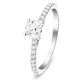 Asscher Cut Diamond Side Stone Engagement Ring 0.55ct E/VS in 18k White Gold - All Diamond