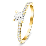 Asscher Cut Diamond Side Stone Engagement Ring 0.55ct G/SI in 18k Yellow Gold - All Diamond