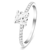 Asscher Cut Diamond Side Stone Engagement Ring 1.00ct E/VS in 18k White Gold - All Diamond