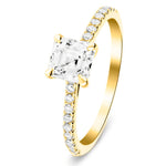 Asscher Cut Diamond Side Stone Engagement Ring 1.00ct G/SI in 18k Yellow Gold - All Diamond