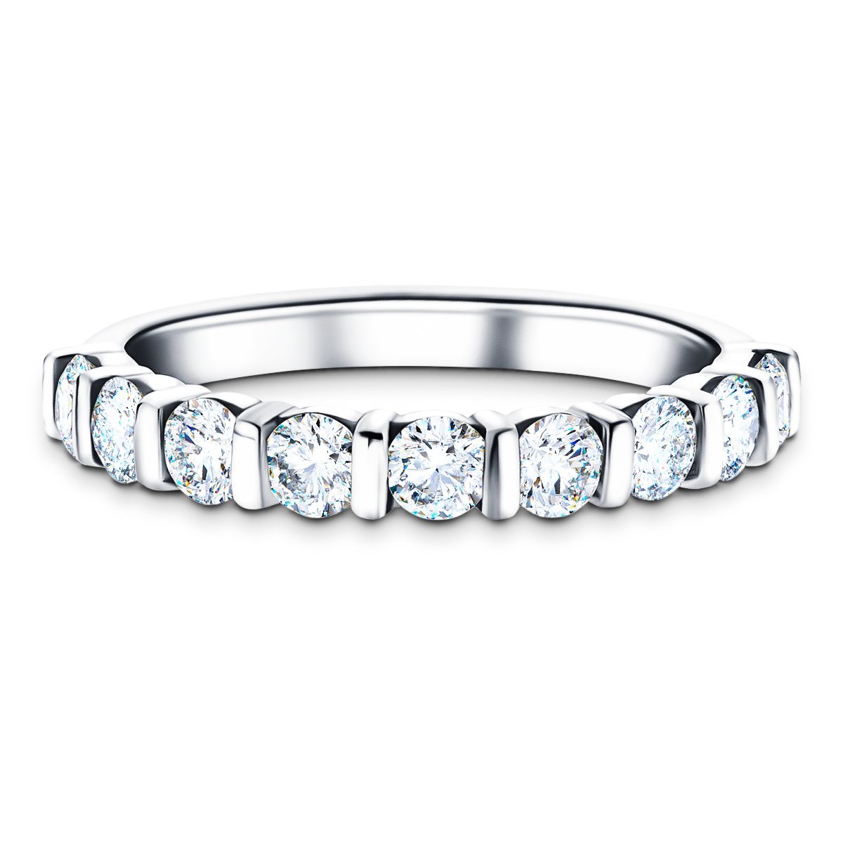 Bar Set Diamond Half Eternity Ring 0.50ct G/SI Diamonds in Platinum - All Diamond