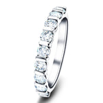 Bar Set Diamond Half Eternity Ring 0.75ct G/SI Diamonds in Platinum - All Diamond