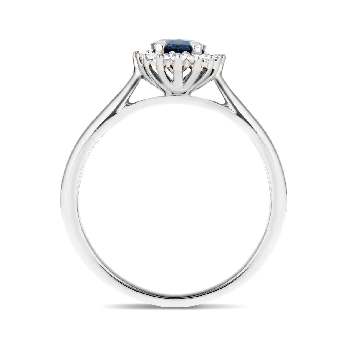 Blue Sapphire 0.60ct and Diamond 0.10ct Ring In 9K White Gold - All Diamond