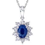 Blue Sapphire 1.50ct & 1.00ct G/SI Diamond Necklace in 18k White Gold - All Diamond