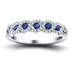 Blue Sapphire & Diamond 0.55ct Dress Cocktail Ring in 18k White Gold - All Diamond