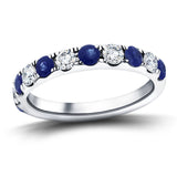 Blue Sapphire & Diamond Half Eternity Ring 1.25ct in 18k White Gold - All Diamond