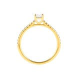 Certified Cushion Diamond Side Stone Engagement Ring 0.55ct G/SI in 18k Yellow Gold - All Diamond