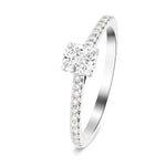 Certified Cushion Diamond Side Stone Engagement Ring 0.80ct E/VS in 18k White Gold - All Diamond