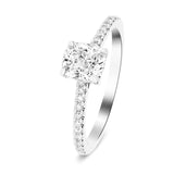 Certified Cushion Diamond Side Stone Engagement Ring 1.30ct E/VS in Platinum - All Diamond