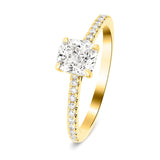 Certified Cushion Diamond Side Stone Engagement Ring 1.80ct E/VS in 18k Yellow Gold - All Diamond