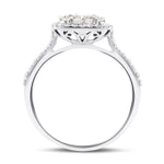 Certified Diamond Cluster Engagement Ring 1.40ct in 9k White Gold - All Diamond