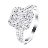 Certified Diamond Cluster Engagement Ring 1.40ct in 9k White Gold - All Diamond